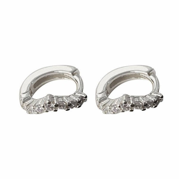 14K Gold Zircon Huggie Earring-A,B type