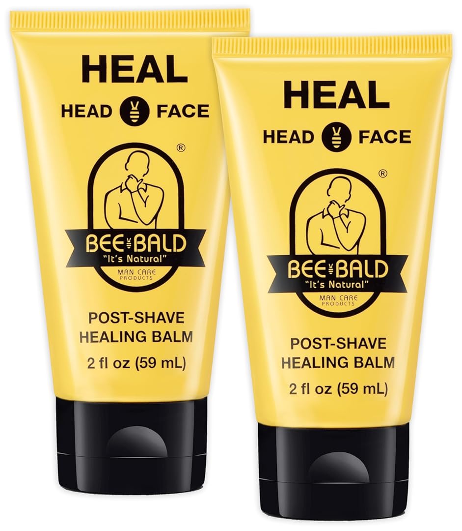 2-Pack Bee Bald HEAL Post-Shave Healing Balm Immediately Calms & Soothes Damaged Skin, Treats Bumps, Redness, Razor Burn & Other Shaving Related Irritations, 2 Fl Oz Each