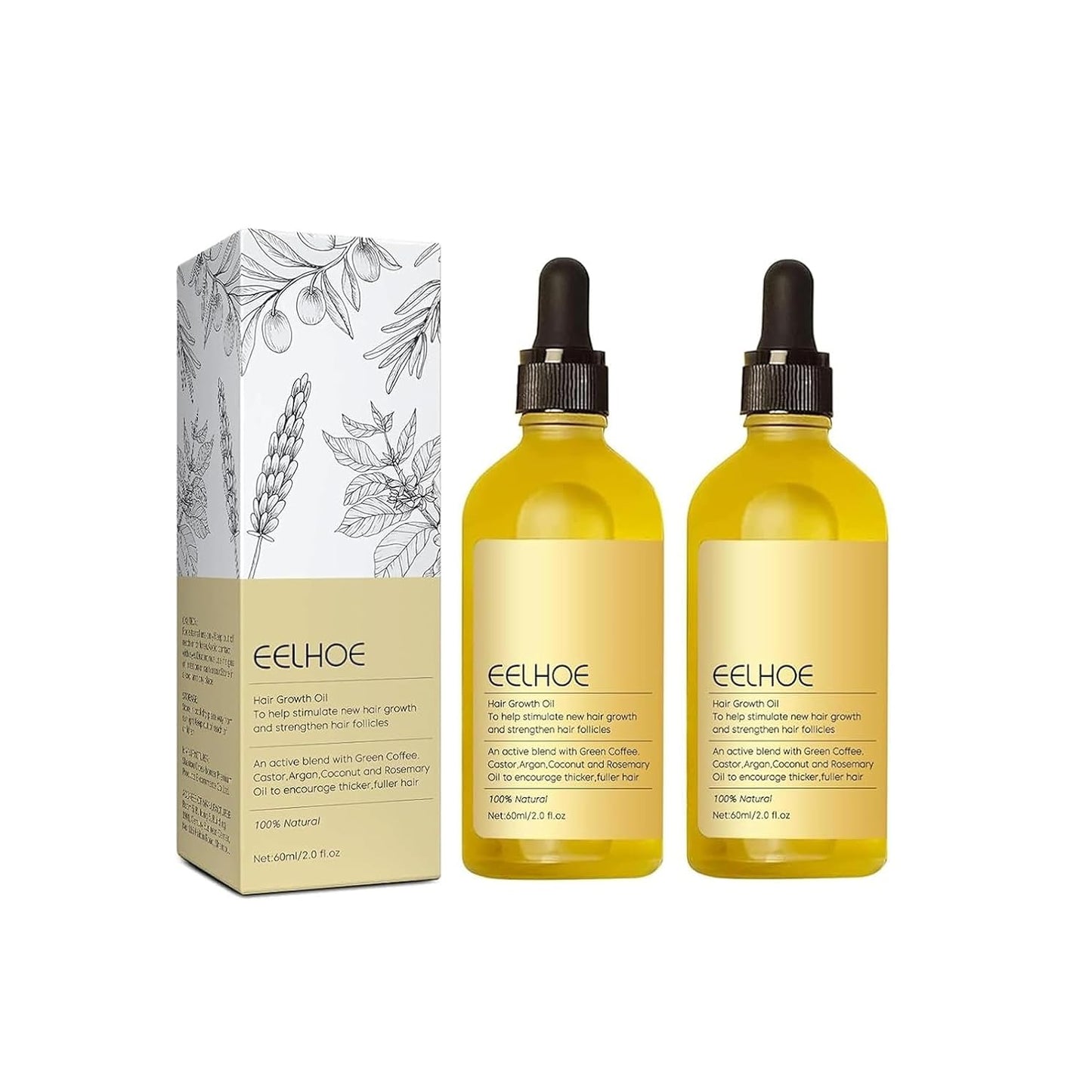 120ML Veganic Natural Hair Growth Oil, Carvenchi Natural Hair Gro, Rosemary Oil for Hair Growth Organic, Rosemary Hair Growth Oil for Dry Hair and Growth Thin Hair Pump Serum Anti Aging(2PCS*60ML)