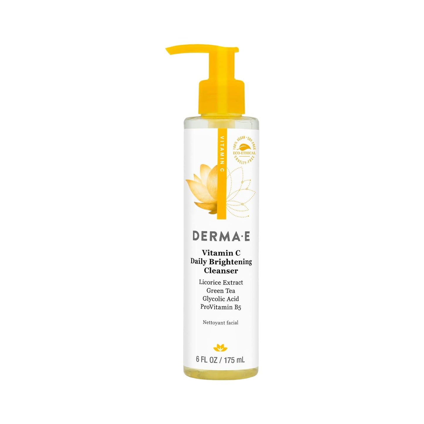 DERMA-E Vitamin C Cleanser - Daily Brightening Cleanser Ð Hydrating Face Wash to Even Out Skin Tone Ð Moisturizing Face Cleanser for a Radiant Glow, 6 fl oz