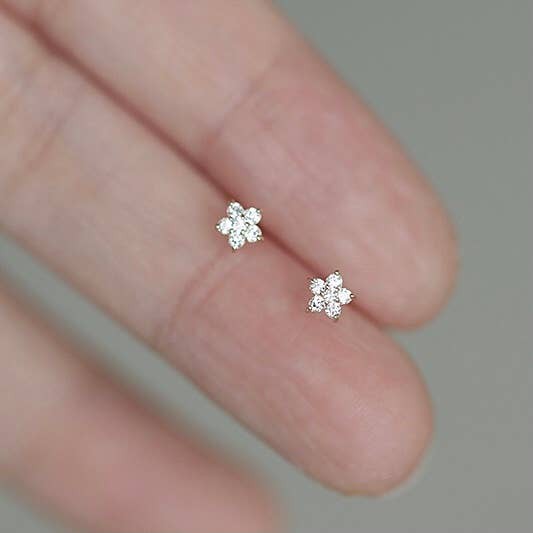 14K Gold Star Zircon Earring