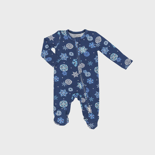 2 Way Zipper Holiday Footie - Paper Cut Snowflakes